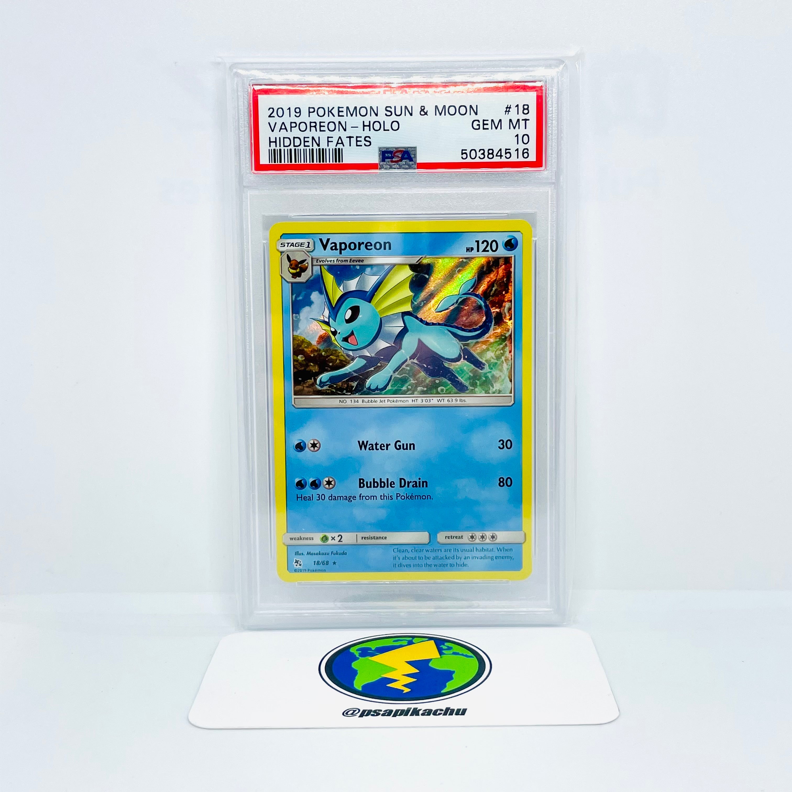 PSA 10 Pokémon Hidden Fates #18 Vaporeon Holo – PSAPIKACHU