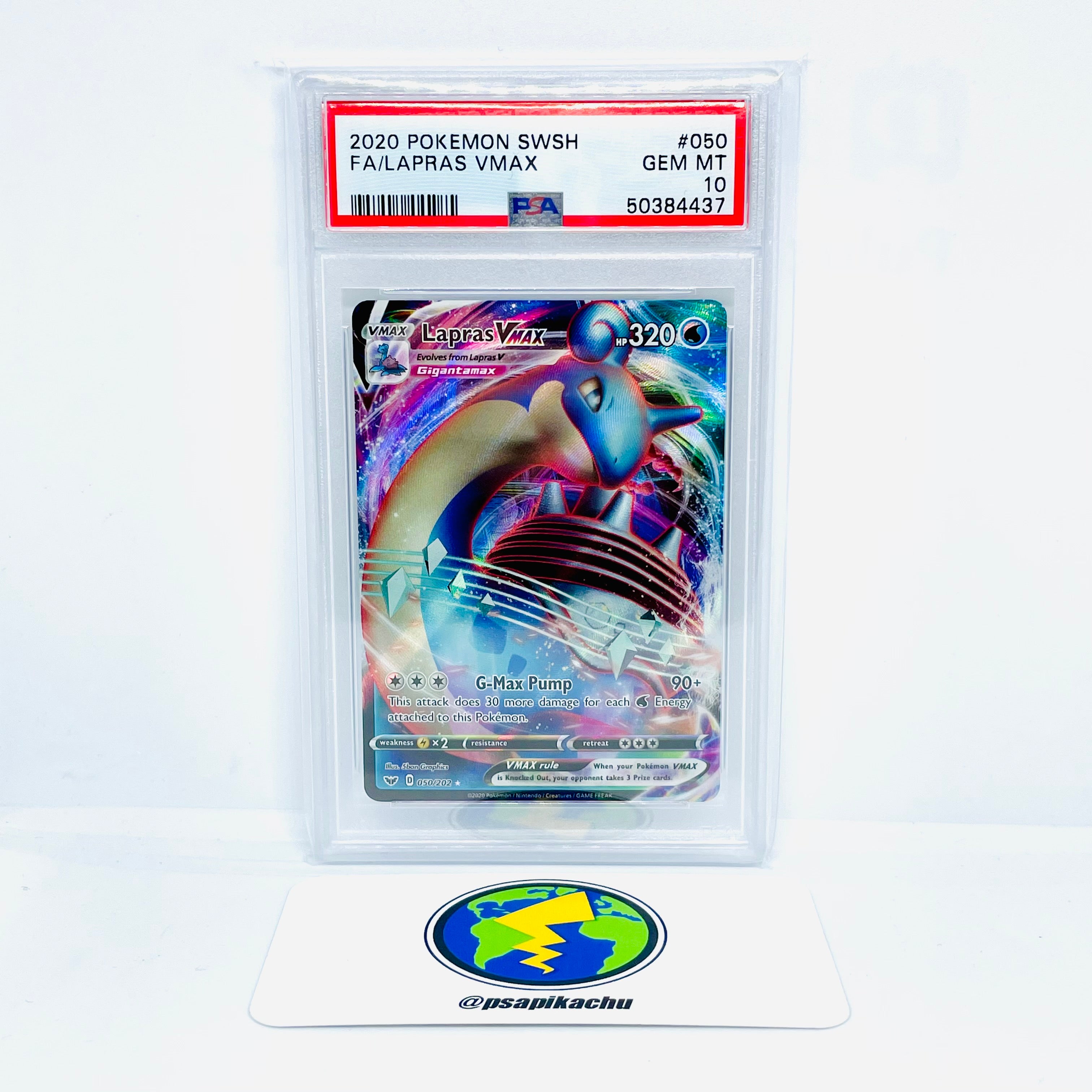 PSA 10 Pokémon Sword & Shield #050 Lapras VMAX FULL ART – PSAPIKACHU